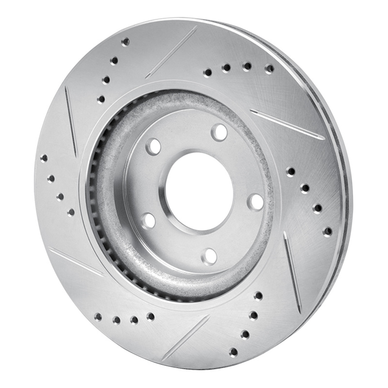 Nissan Juke Brake Rotor (1) - Front Right - R1 Concepts - Drilled & Slotted - Silver - `11-`19